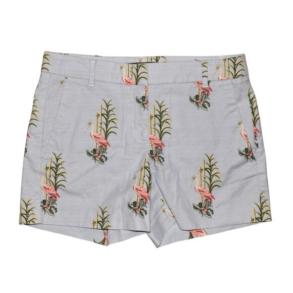 ANN TAYLOR $58 Devin Fit Flamingo Print Shorts Light‎ Blue Tropical Size 00 - Picture 1 of 3